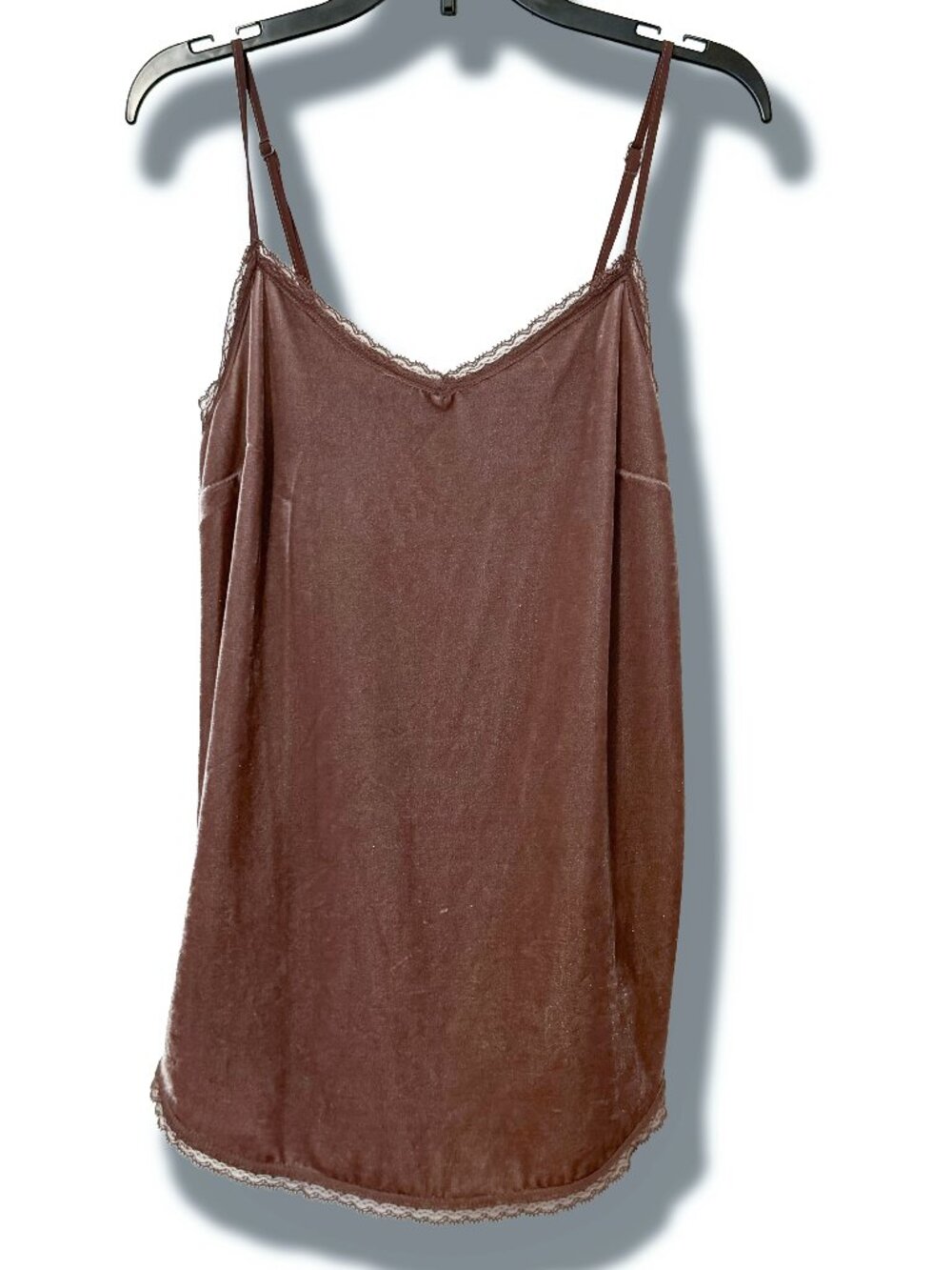 Who What Wear Velvet Lace Cami Top XS Mauve adjustable Spaghetti Strap Tank
